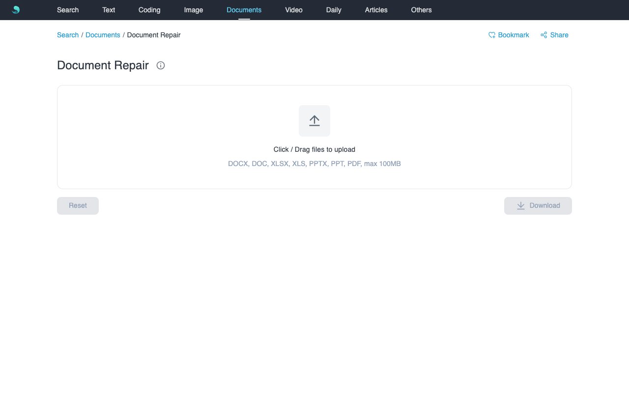 Document Corruption tool UI